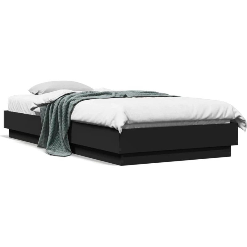 Sengeramme 90x200 cm i sort konstrueret træ