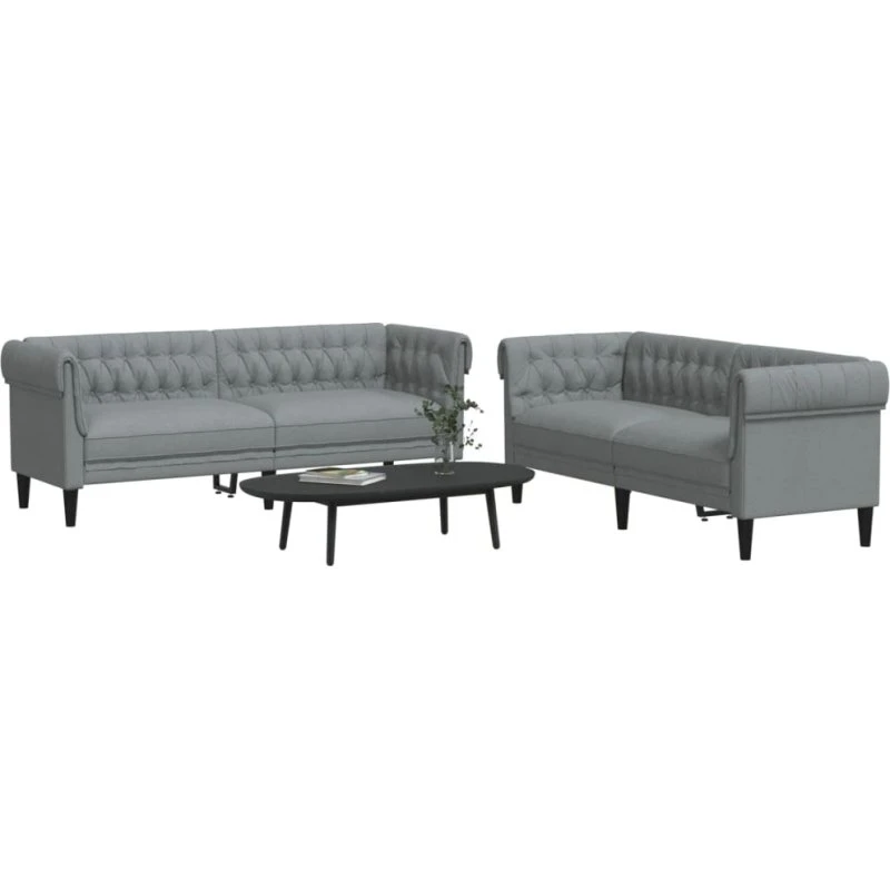 Sofasæt 2 dele i stof - Lysegrå