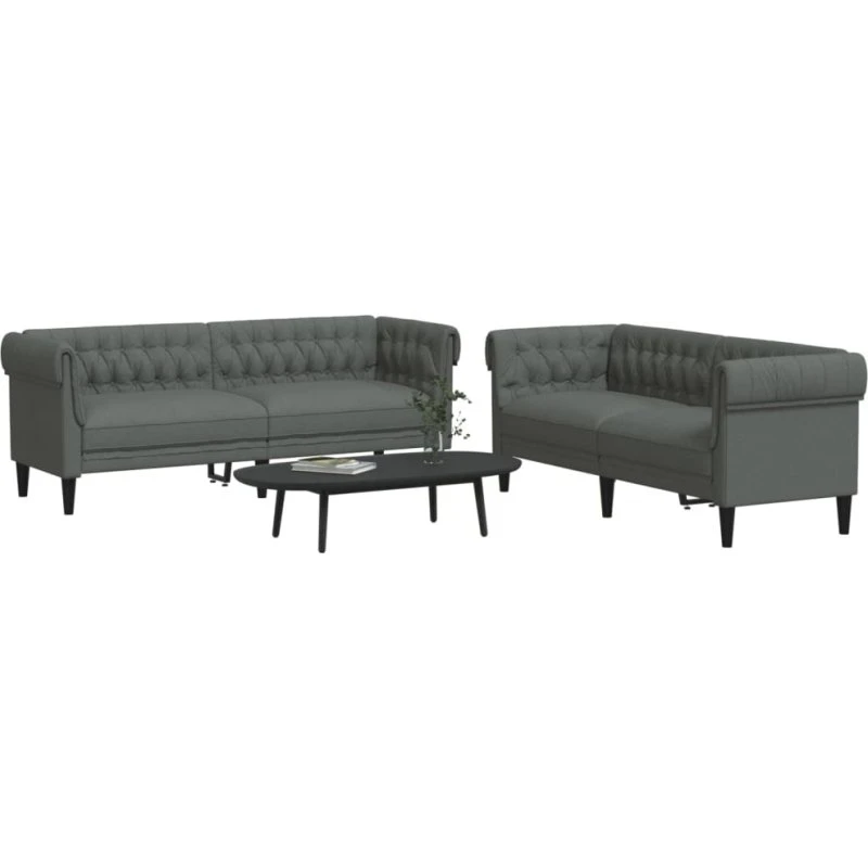 Sofasæt 2 dele stof mørkegrå - komfort & holdbarhed