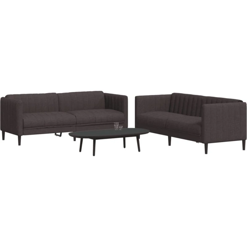 Sofasæt 2 dele i mørkebrun stof