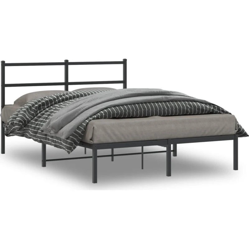Sengeramme i sort metal med sengegavl 140x190 cm