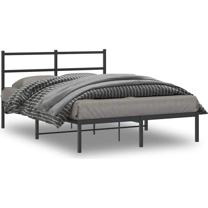 Sengeramme 140x200 cm i sort pulverlakeret metal med sengegavl