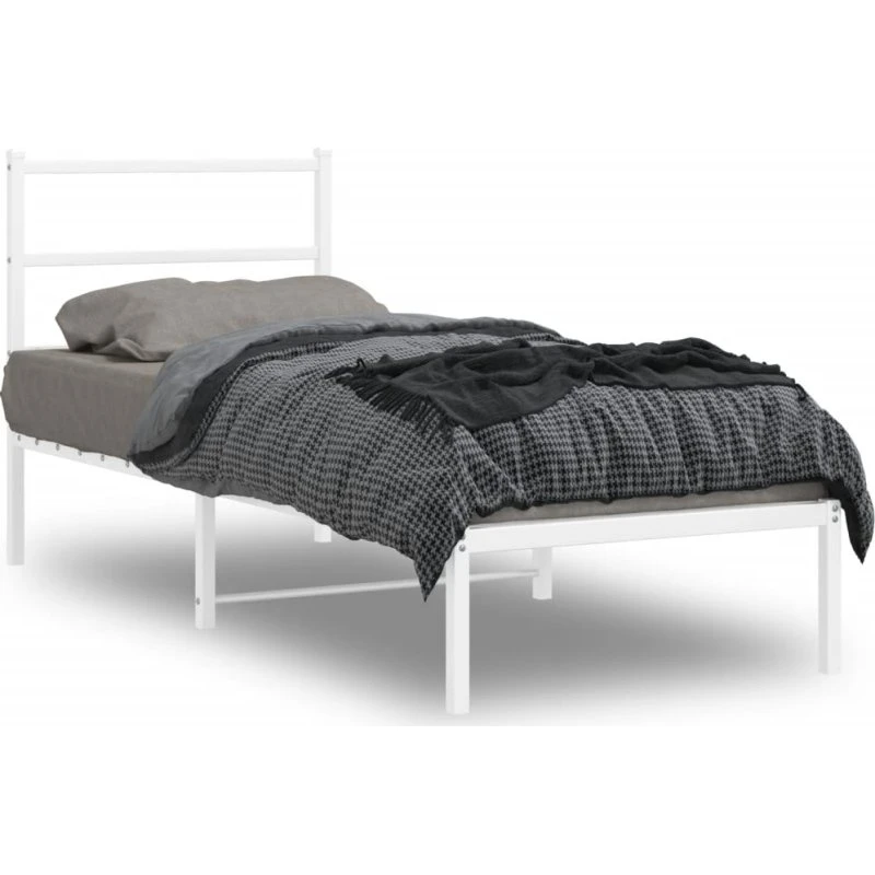 Sengeramme med sengegavl 80x200 cm i hvidt metal