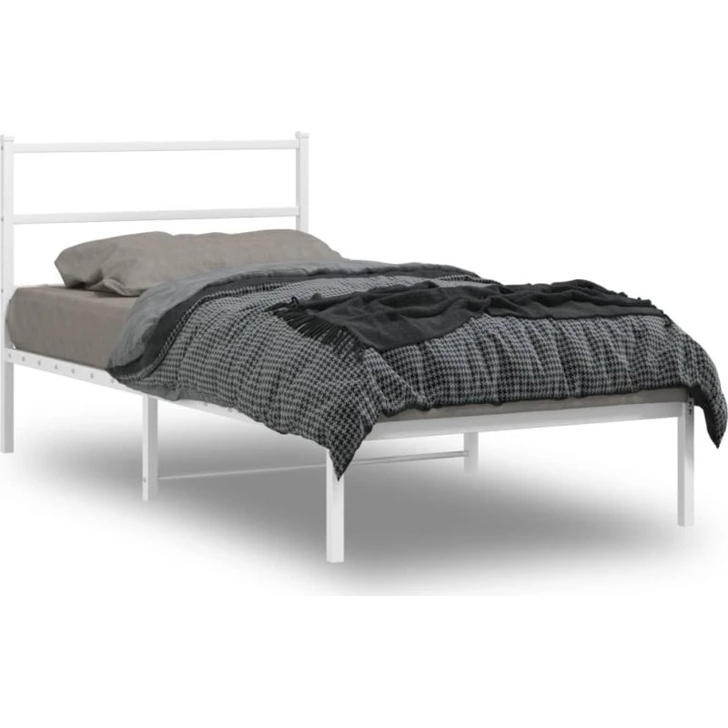 Sengeramme med sengegavl 107x203 cm – hvid metal