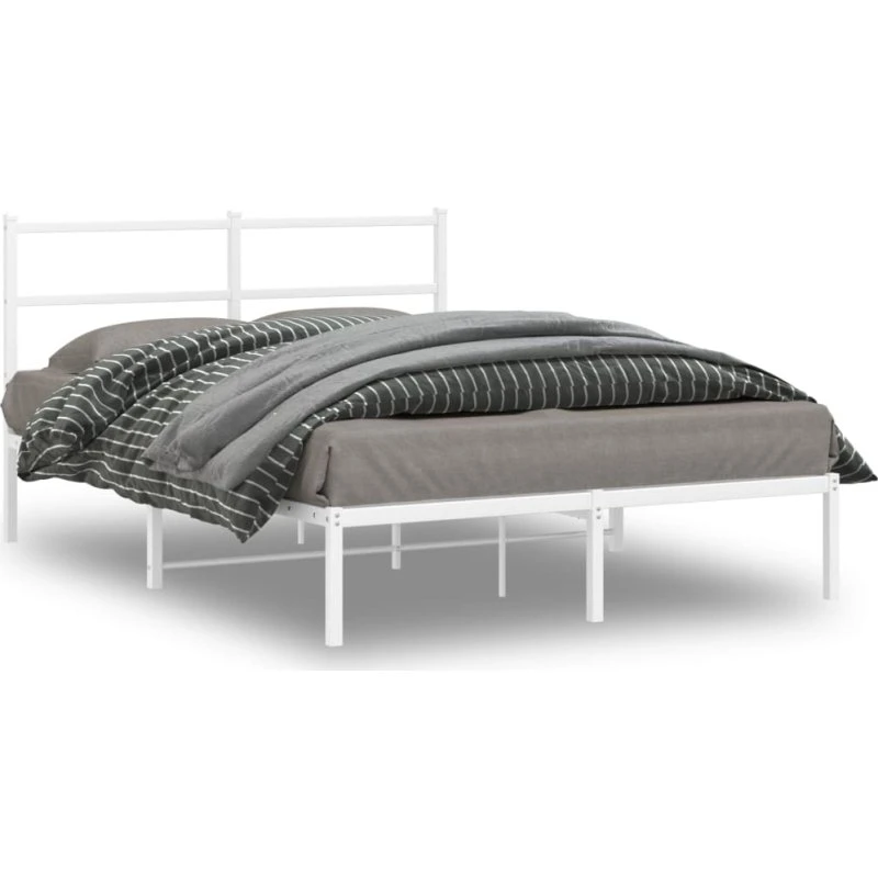 Sengeramme 135x190 cm med sengegavl – metal hvid