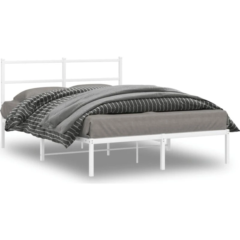 Sengeramme med sengegavl 140x200 cm – hvid metal