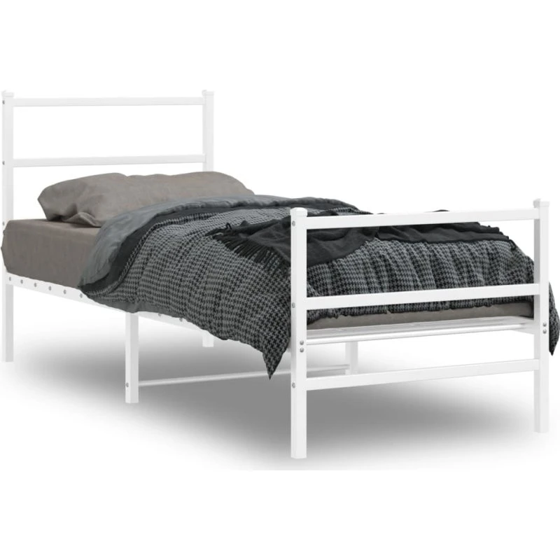 Sengeramme 75x190 cm i hvidt pulverlakeret metal