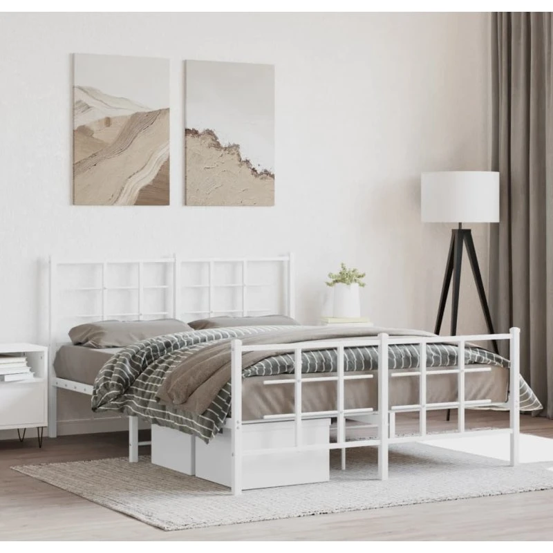 Hvid metal sengeramme med sengegavl 140x200