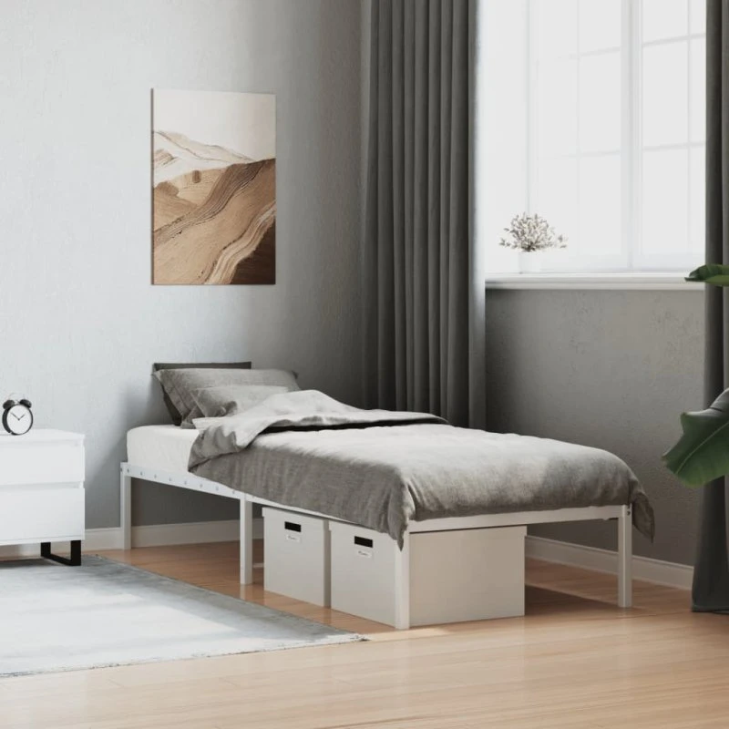 Sengeramme i metal 75x190 cm – hvid, robust & tidløs