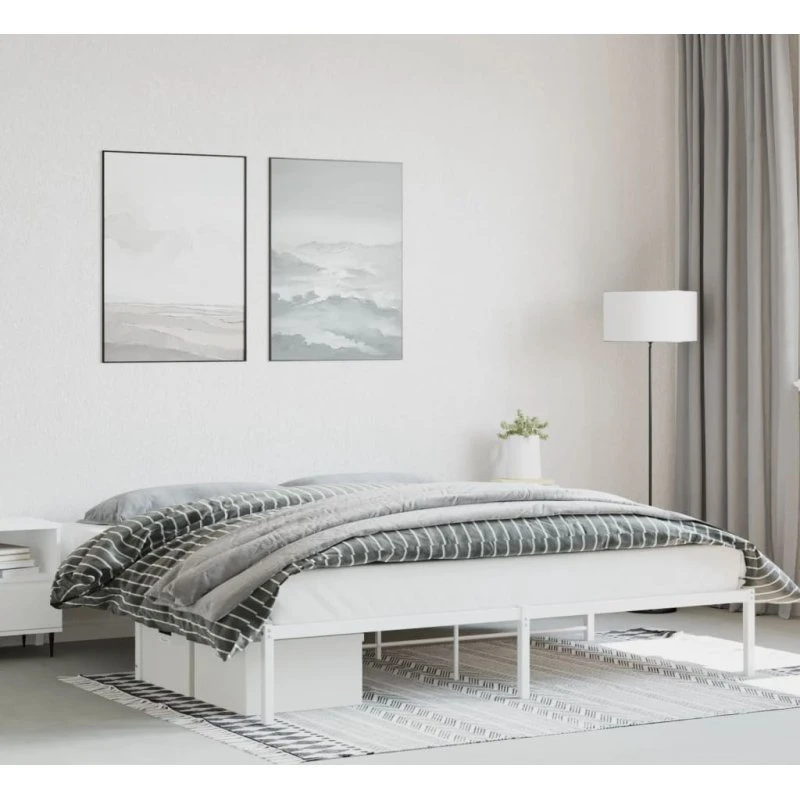 Sengeramme i metal 193x203 cm – Hvid