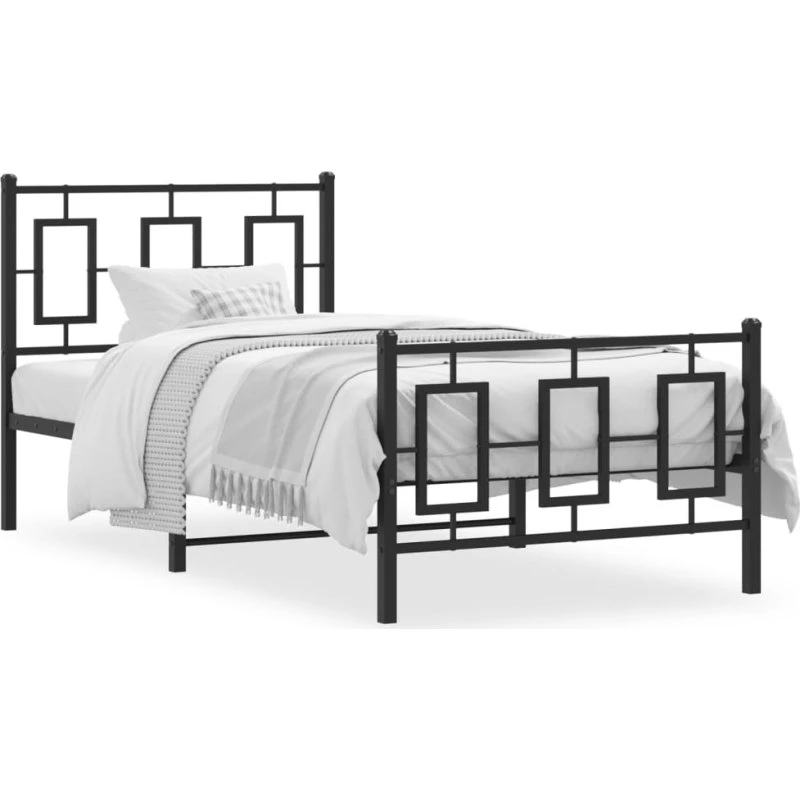 Sengeramme 90x190 cm i sort metal med sengegavl
