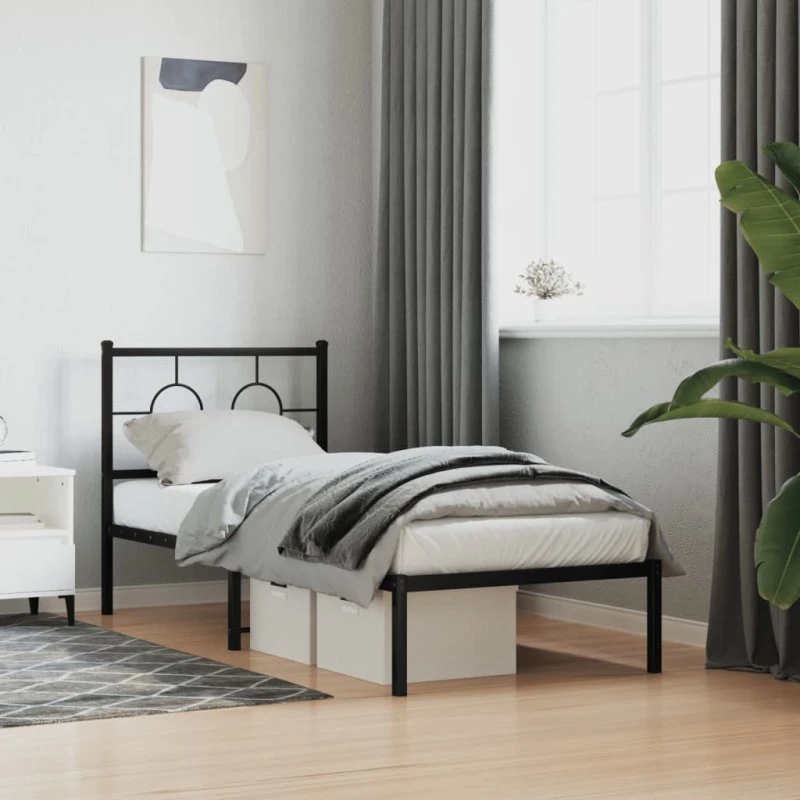 Sengeramme 75x190 cm i sort pulverlakeret metal