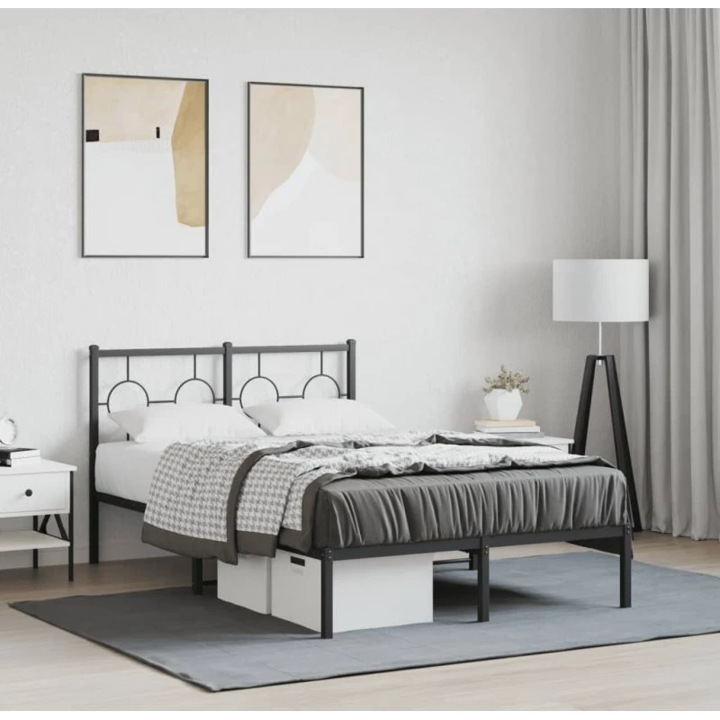 Sengeramme med sengegavl 120x190 cm - sort metal