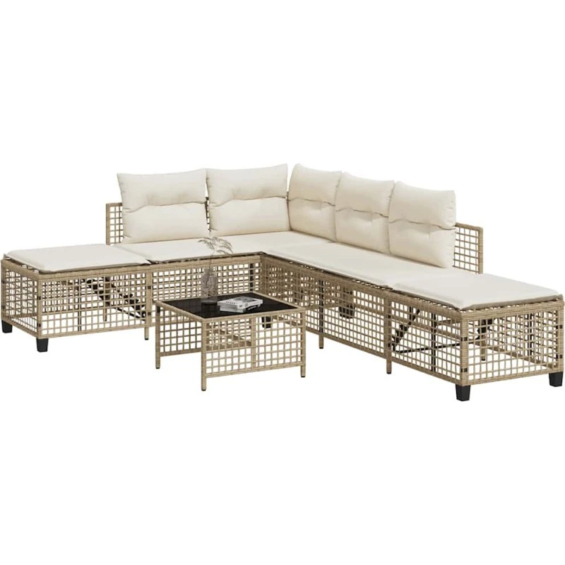Hjørnesofasæt til haven 3 dele i beige polyrattan