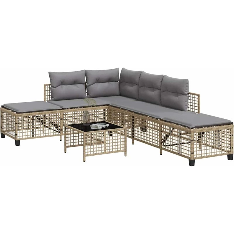Hjørnesofasæt til haven 3 dele i beige polyrattan