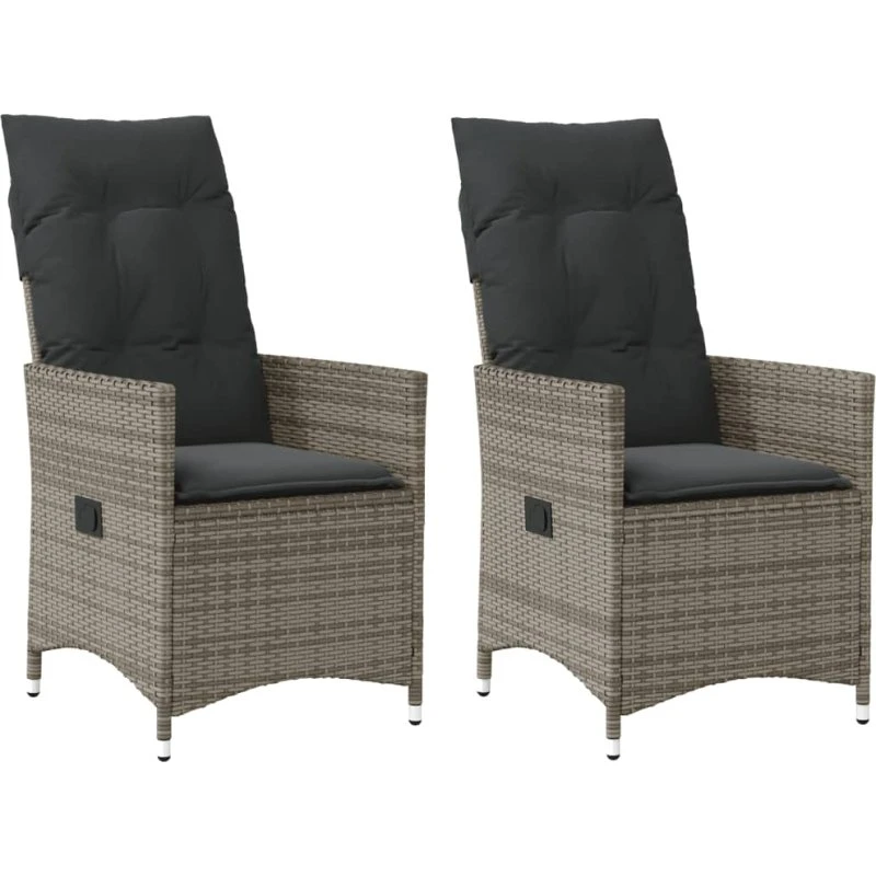 Havelænestole 2 stk. i grå polyrattan med hynder