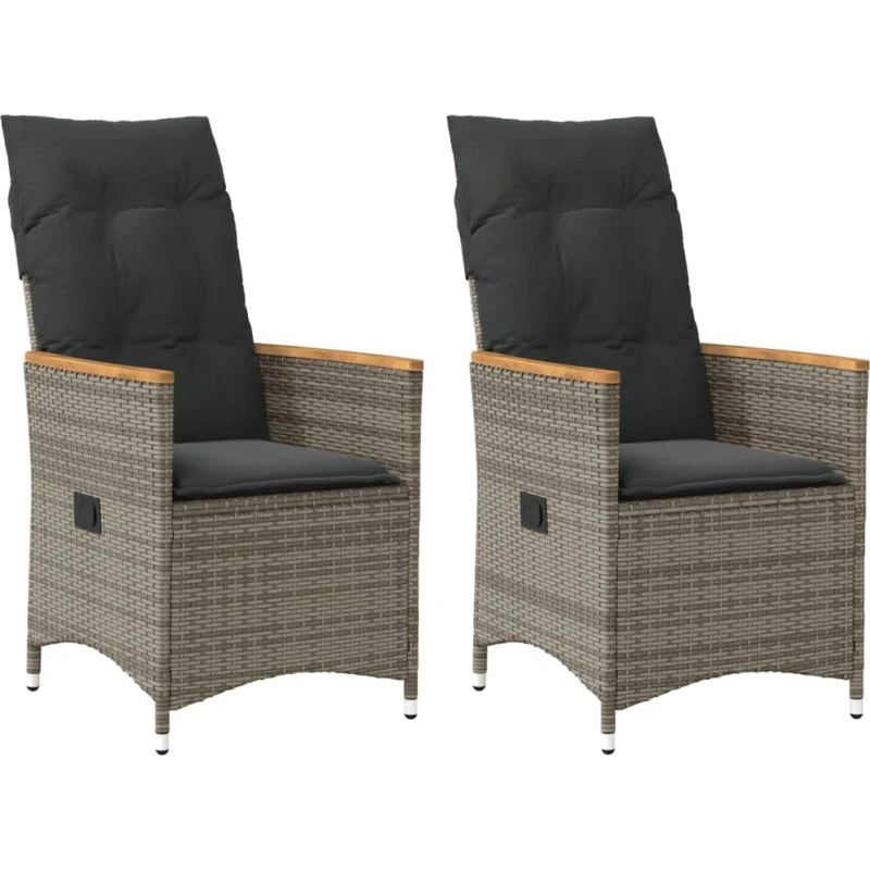 Havelænestole 2 stk. i grå polyrattan med hynder