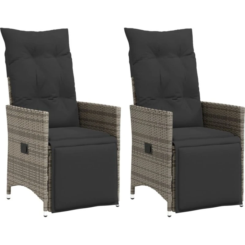 Havelænestole 2 stk. med hynder – Polyrattan grå