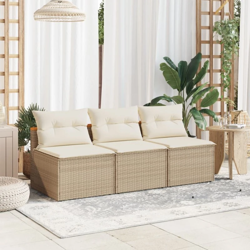 Sofamoduler til haven 2 stk. i polyrattan - beige