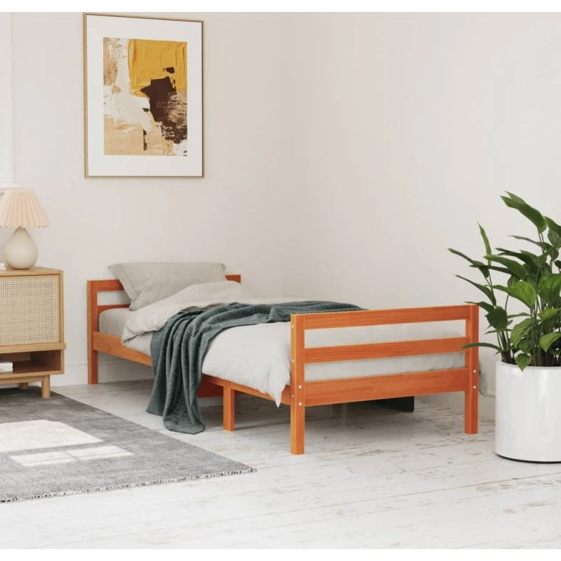 Sengeramme 80x200 cm i massivt fyrretræ – gyldenbrun