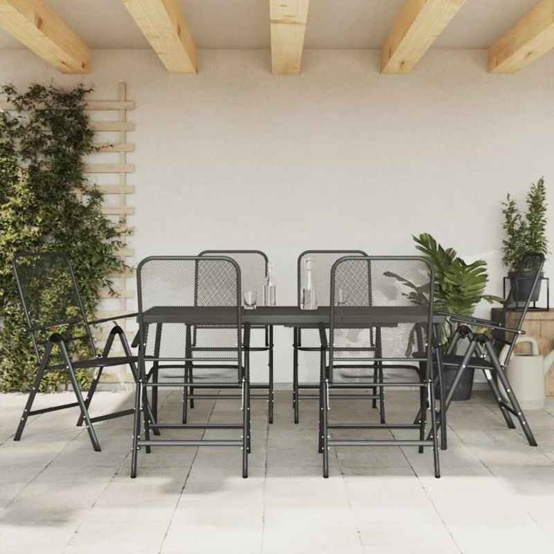 Havemøbelsæt 5 dele – metal & mesh, antracit
