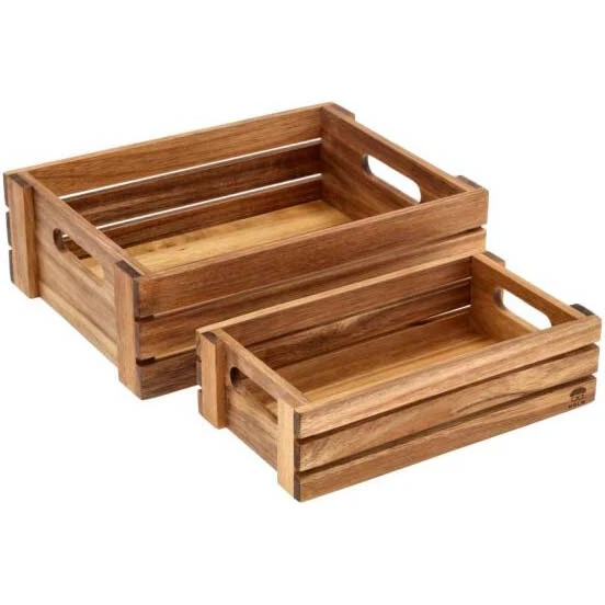 Holm Kassesæt 2 stk i akacietræ (32x23x10 & 26x14x7 cm)