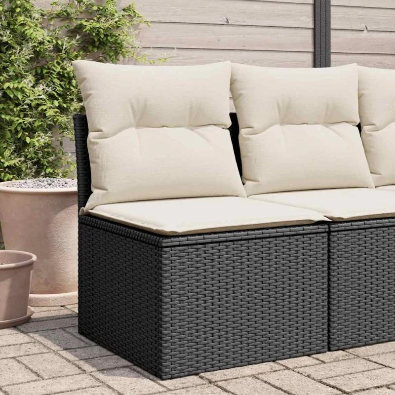Sofamodul i polyrattan med hynde – sort