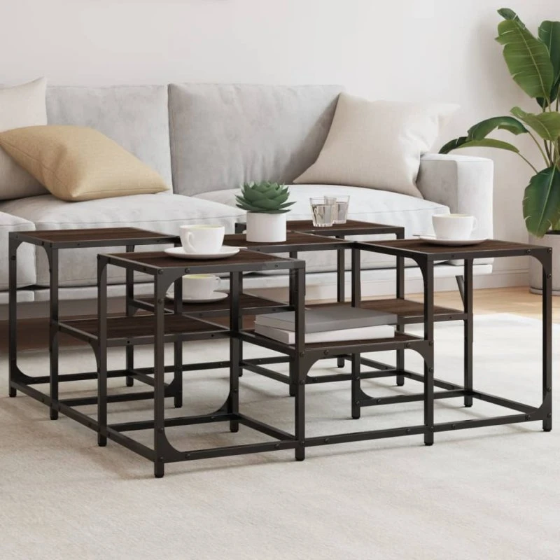 Sofabord 91x91x40 cm i konstrueret træ, egetræsfarve