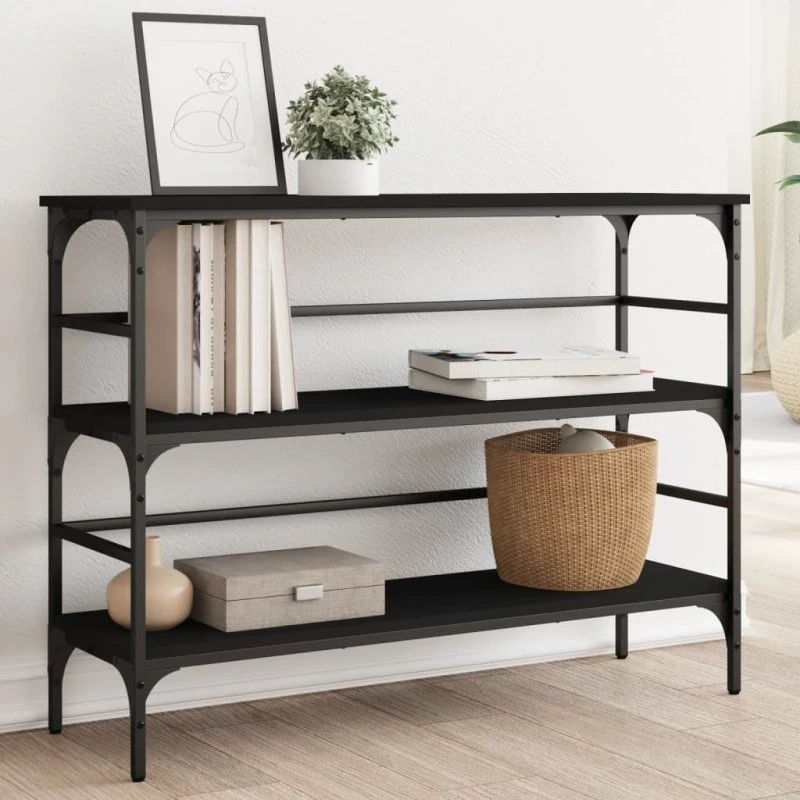 Konsolbord 100x32x75 cm i konstrueret træ – sort