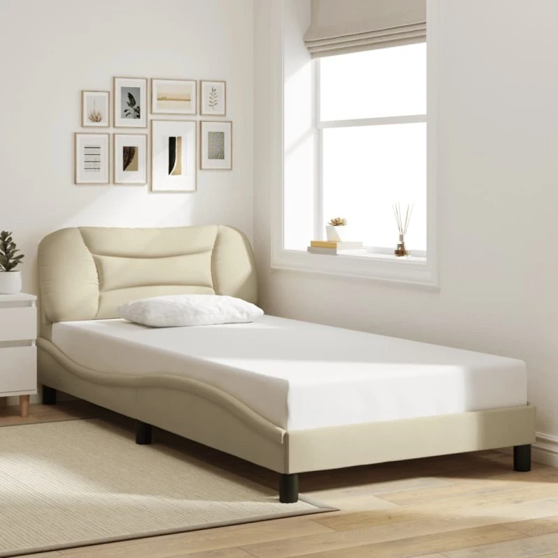 Sengeramme Hvar Creme 100x200 cm - Stof med sengegavl