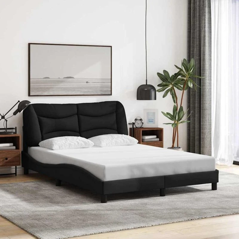 Hvar sengeramme 140x190 cm stof sort (uden madras)