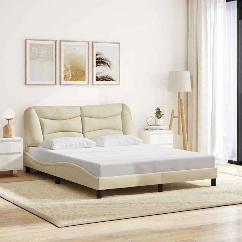 Sengeramme Hvar 160x200 stof creme med gavl