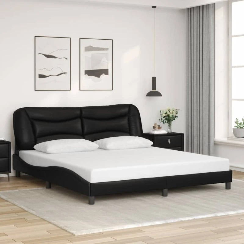 Sengeramme Hvar 180x200 cm i sort kunstlæder