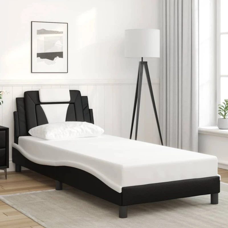 Sengeramme Viana 80x200 kunstlæder sort/hvid