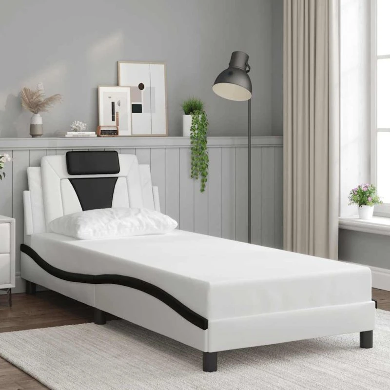 Sengeramme Viana 80x200 cm kunstlæder - hvid/sort