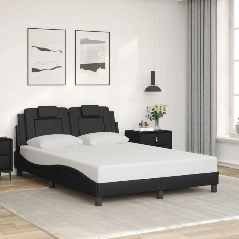 Sengeramme Viana 140x190 cm i sort kunstlæder