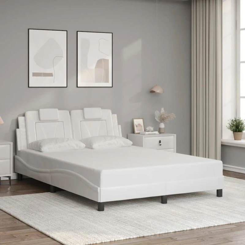 Viana sengeramme 140x190 cm i hvidt kunstlæder