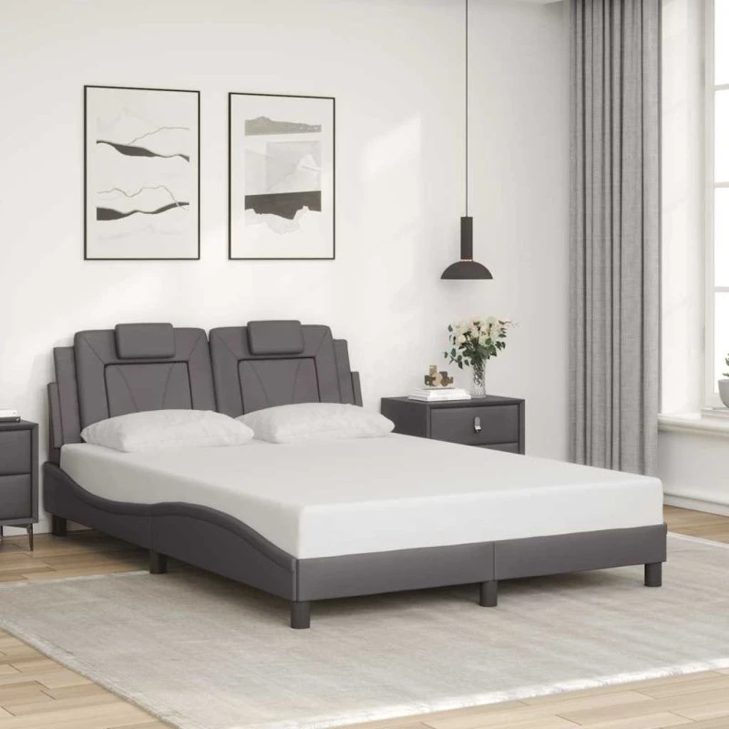 Sengeramme Viana 140x190 cm grå kunstlæder