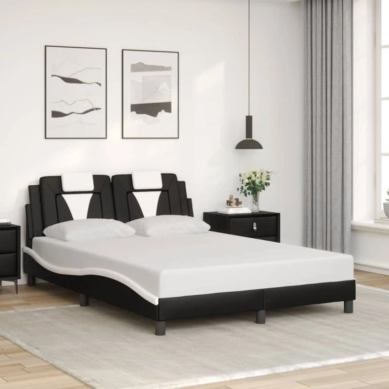 Viana sengeramme 140x190 cm i kunstlæder, sort/hvid