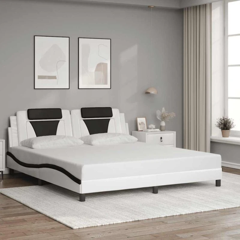 Viana sengeramme 180x200 cm – kunstlæder hvid/sort