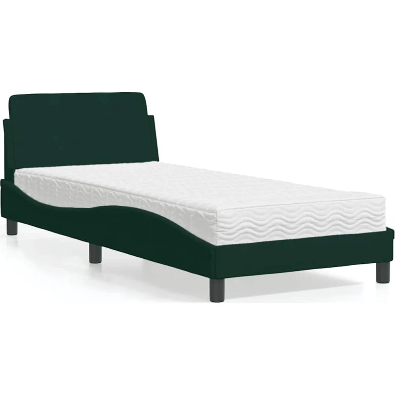 Dover velour seng med madras 90x190 cm mørkegrøn