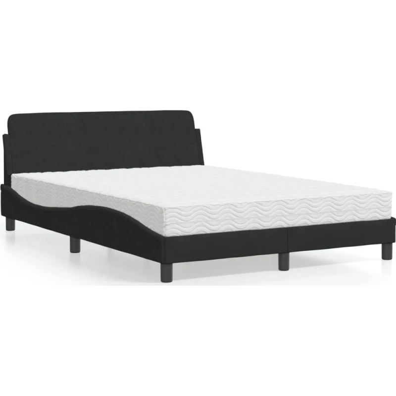 Seng med madras Dover 140x200 cm i sort velour