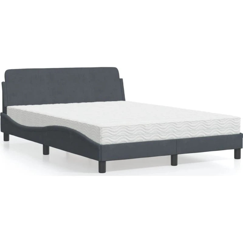 Dover seng med madras 140x190 cm velour mørkegrå