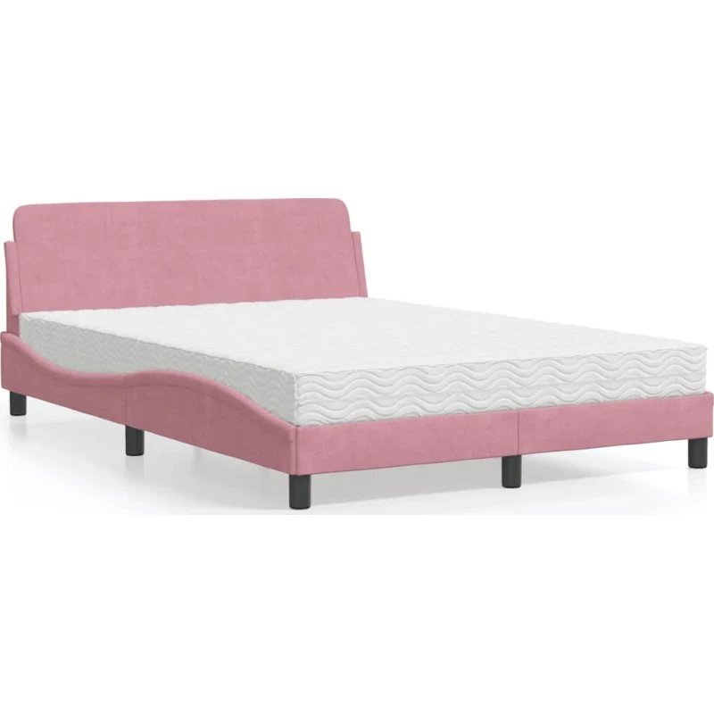 Dover seng 140x200 cm med madras - lyserød velour