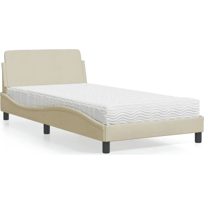 Dover seng med madras 100x200 cm - creme stof