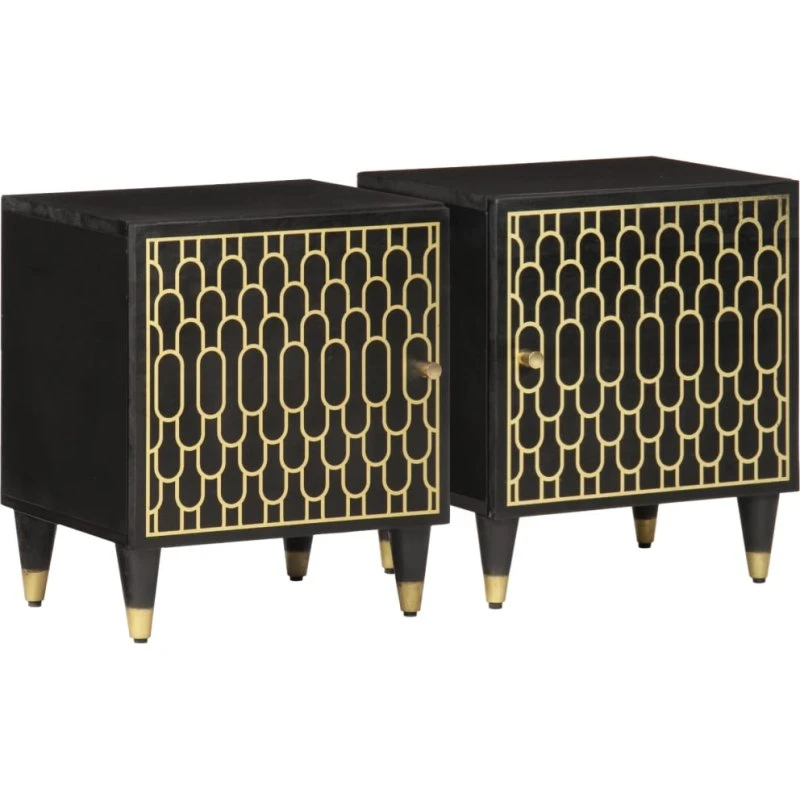 Sengeborde i massivt mangotræ 2 stk. 40x33x46 cm