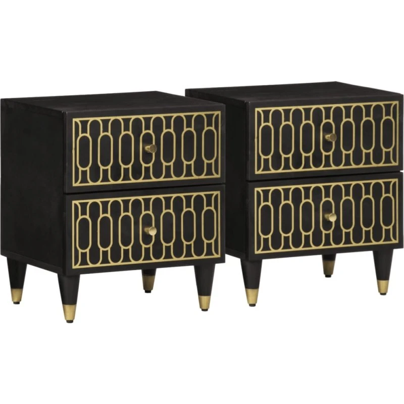 Sengeborde i massivt mangotræ, 2 stk. 40x33x46 cm