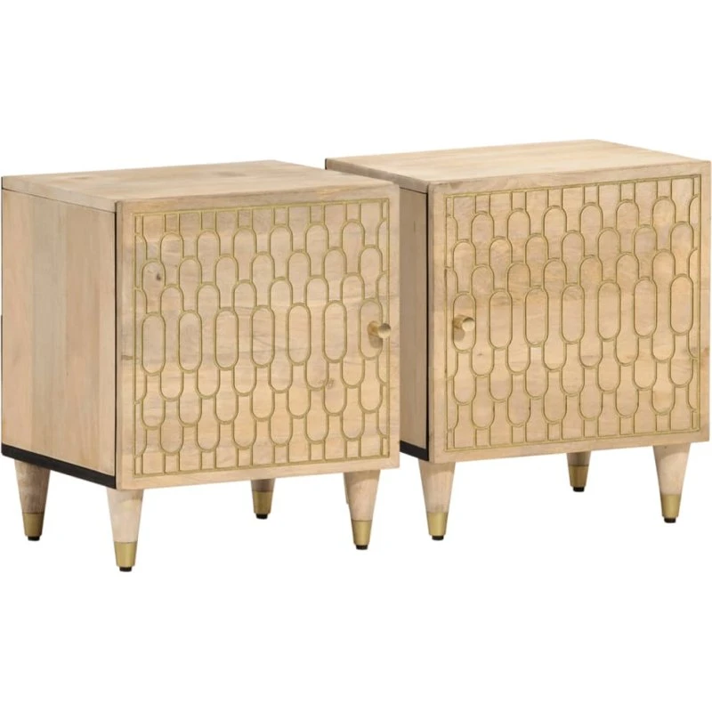 Sengeborde 2 stk. i massivt mangotræ 40x33x46 cm