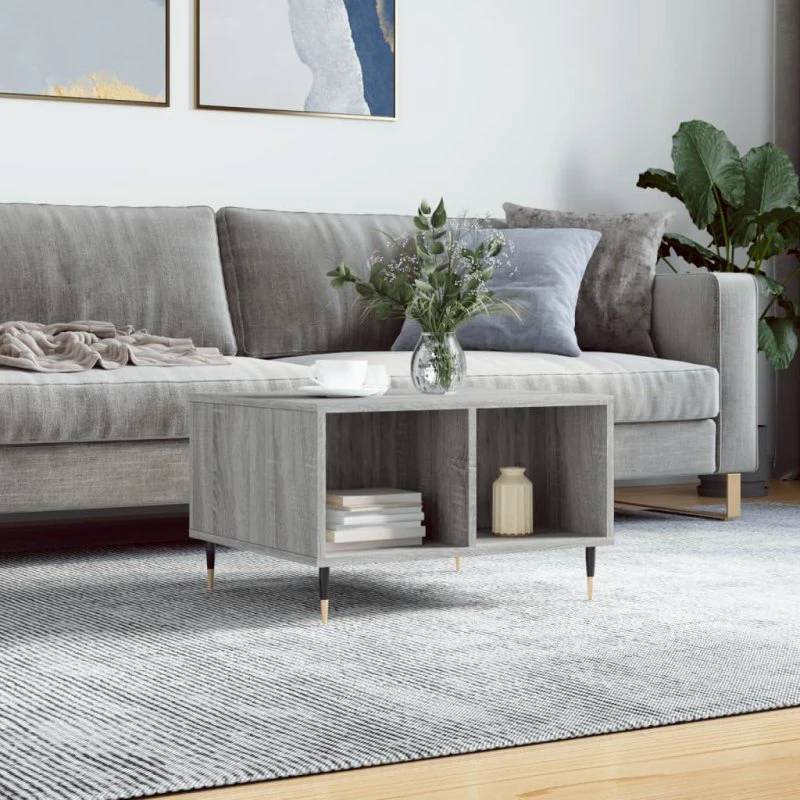 Sofabord 60x50x36,5 cm – Konstrueret træ, Grå Sonoma-eg