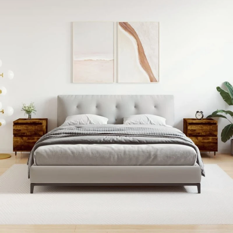 Sengeborde 2 stk. 40x35x50 cm - Røget egetræ